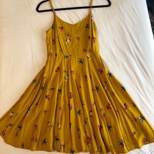 Fit and Flare Cami Mustard Yellow Flower Sundress